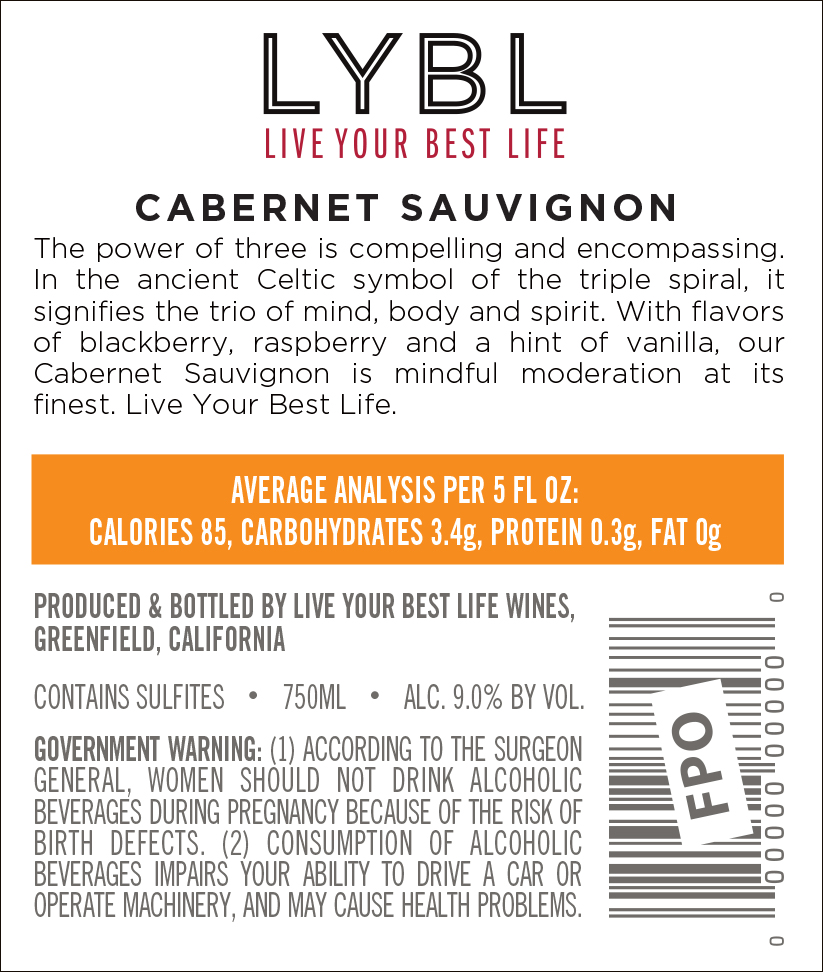 TABC label artwork for LYBL Live Your Best Life Cabernet Sauvignon