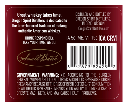TABC label artwork for Oregon Spirit 7Yr Straight Bourbon