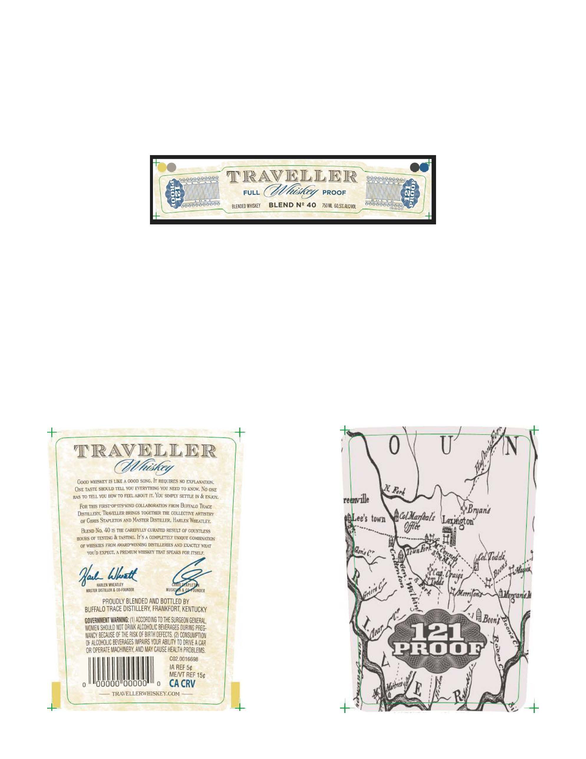 TABC label artwork for Traveller Full Proof Whiskey Blend No. 40