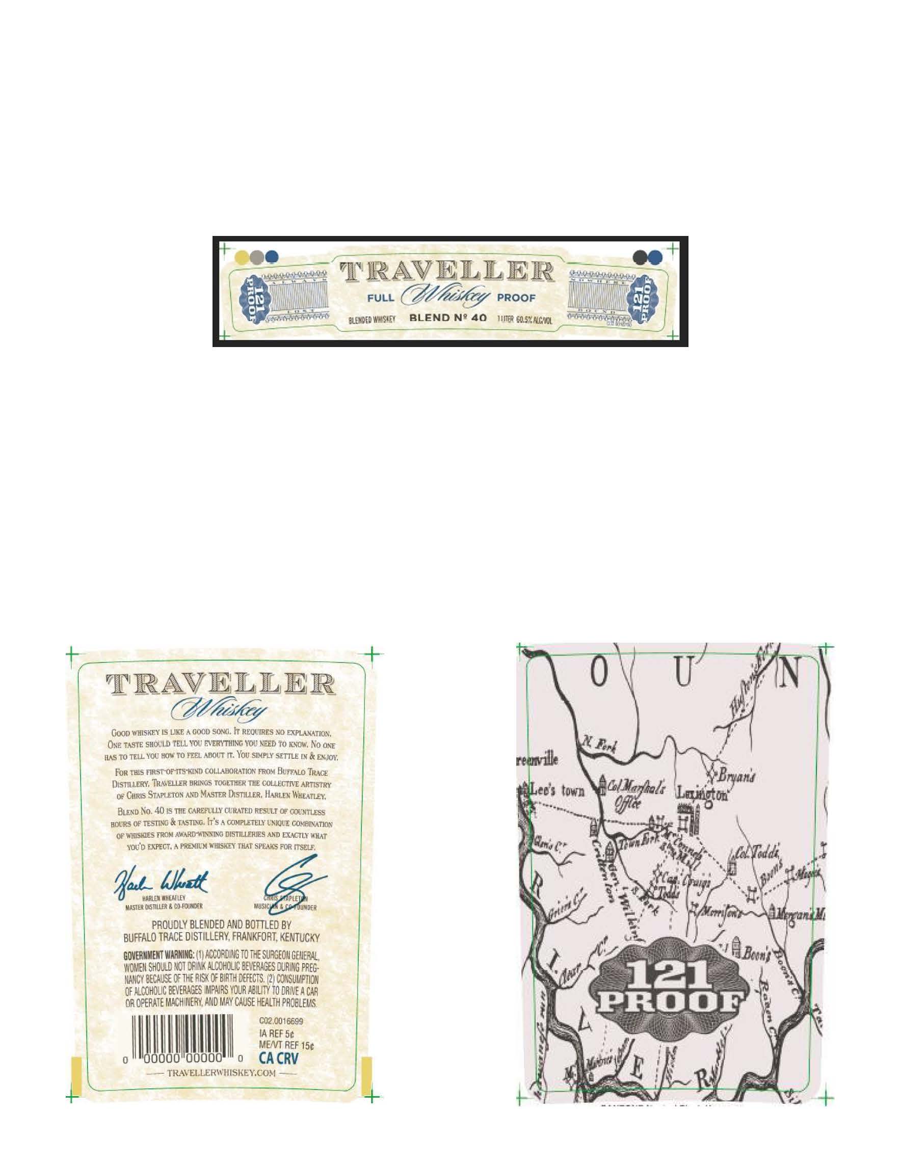 TABC label artwork for Traveller Full Proof Whiskey Blend No. 40