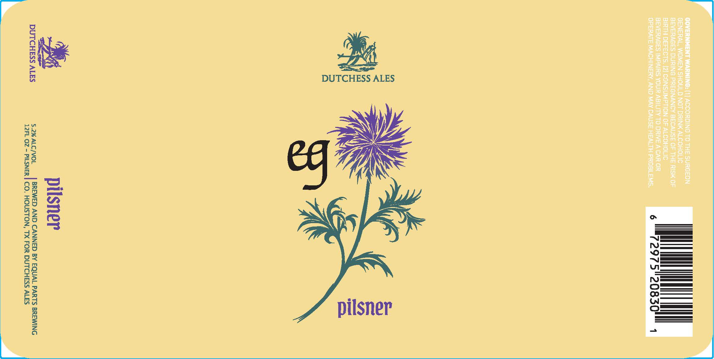 TABC label artwork for Dutchess Ales EG