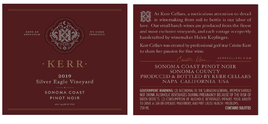 TABC label artwork for KERR CELLARS SILVER EAGLE VINEYARD SONOMA COAST PINOT NOIR