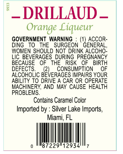 TABC label artwork for Drillaud Orange Liqueur
