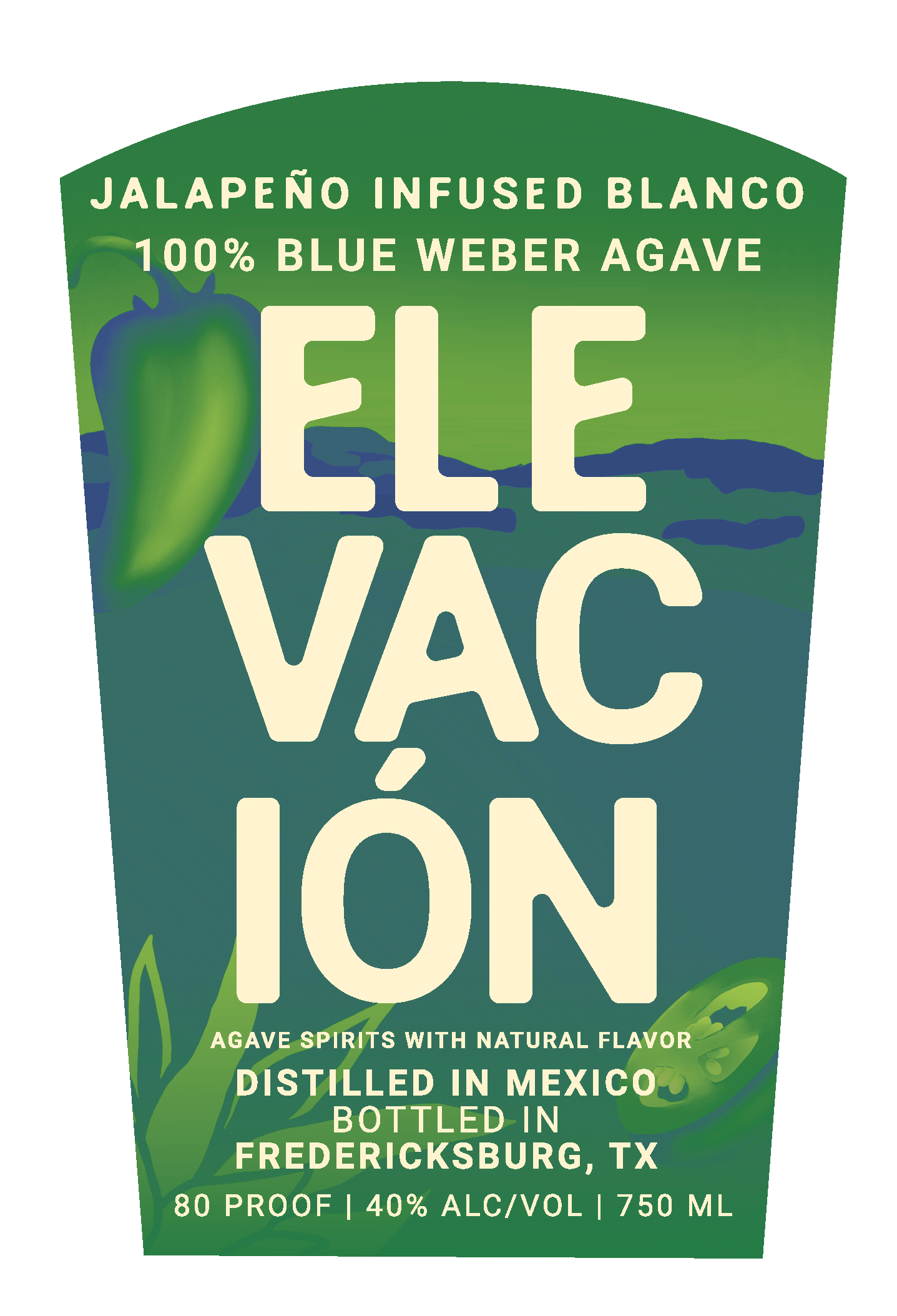 TABC label artwork for Elevacion Jalapeno Infused Blanco