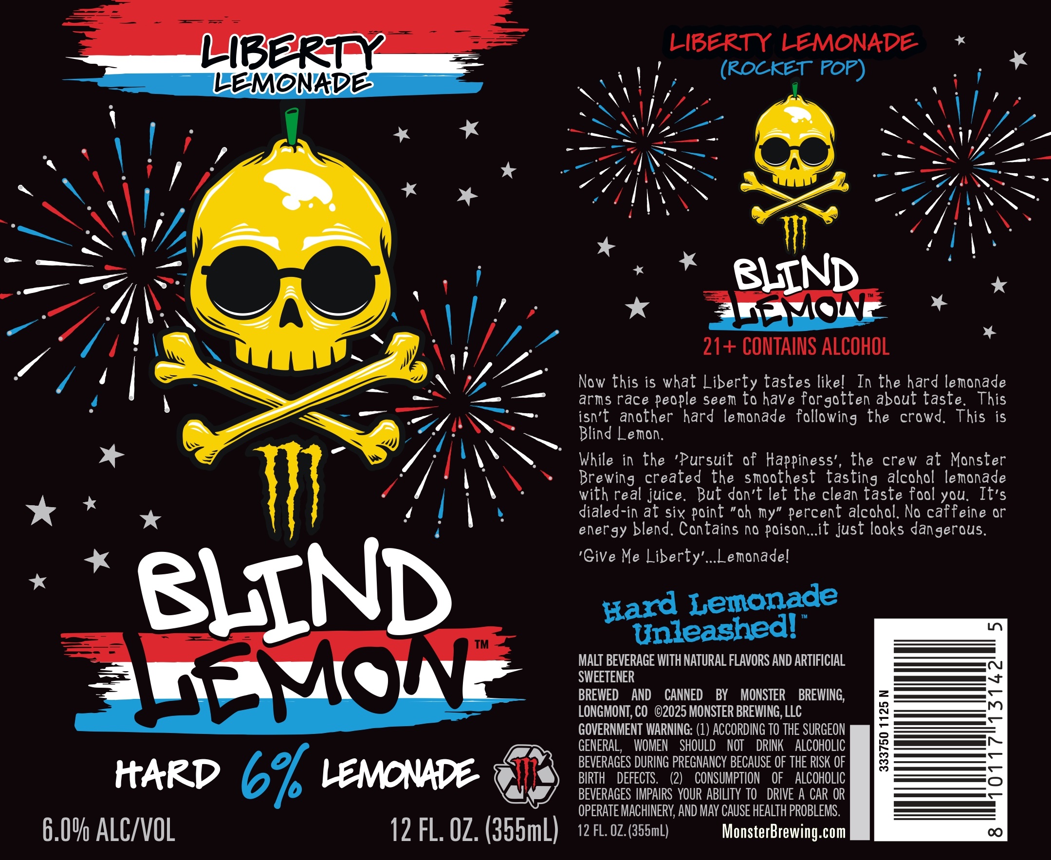 TABC label artwork for Blind Lemon Liberty Lemonade