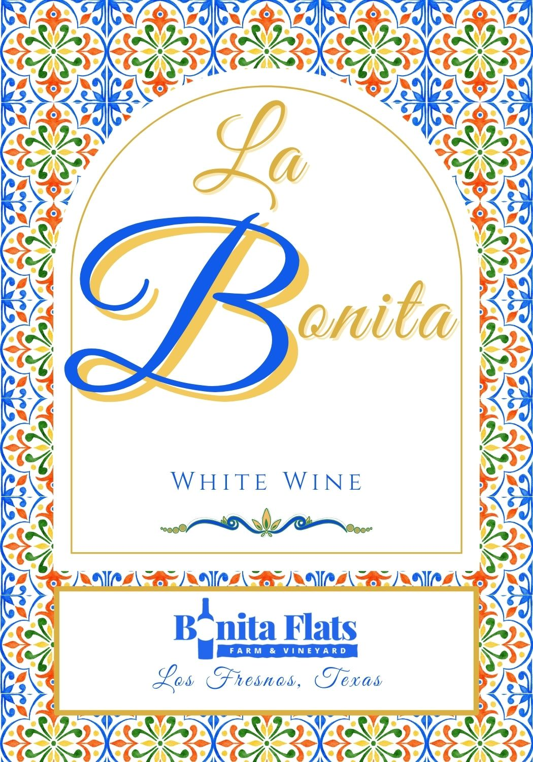 TABC label artwork for Bonita Flats Farm & Vineyard La Bonita White Wine