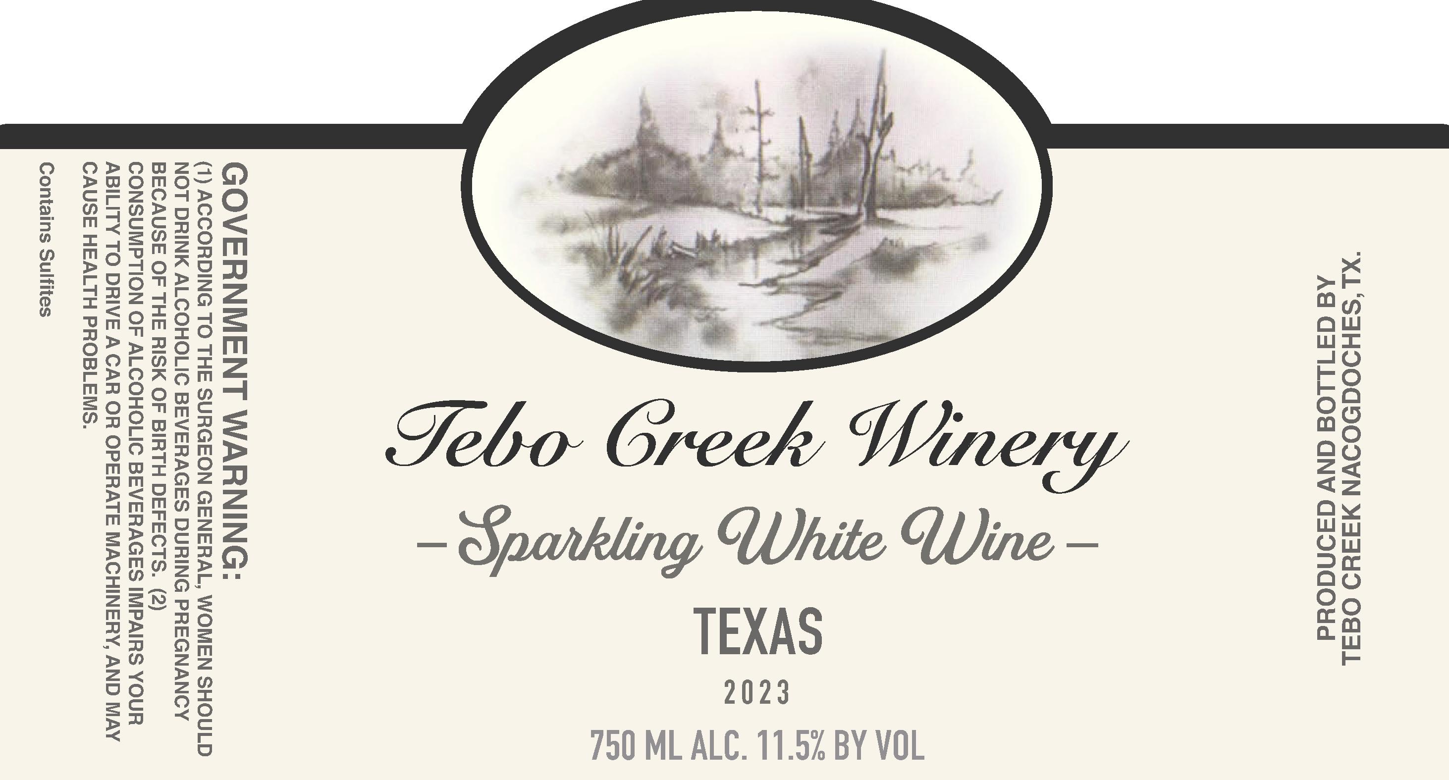 TABC label artwork for Tebo Creek Sparkling White Wine