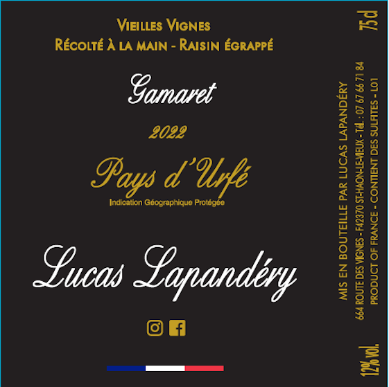 TABC label artwork for Lucas Lapandery Gamaret Pays d'Urfe