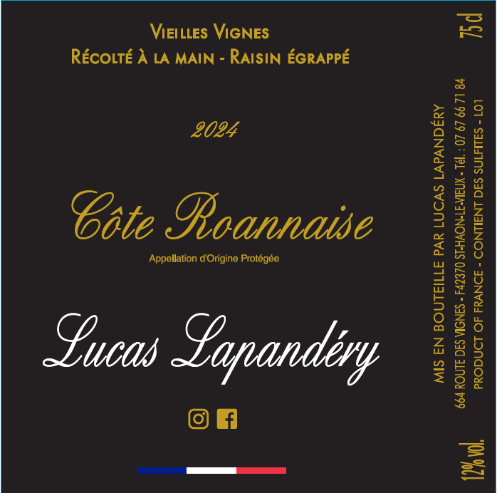 TABC label artwork for Lucas Lapandery Vielles Vignes Cote Roannaise