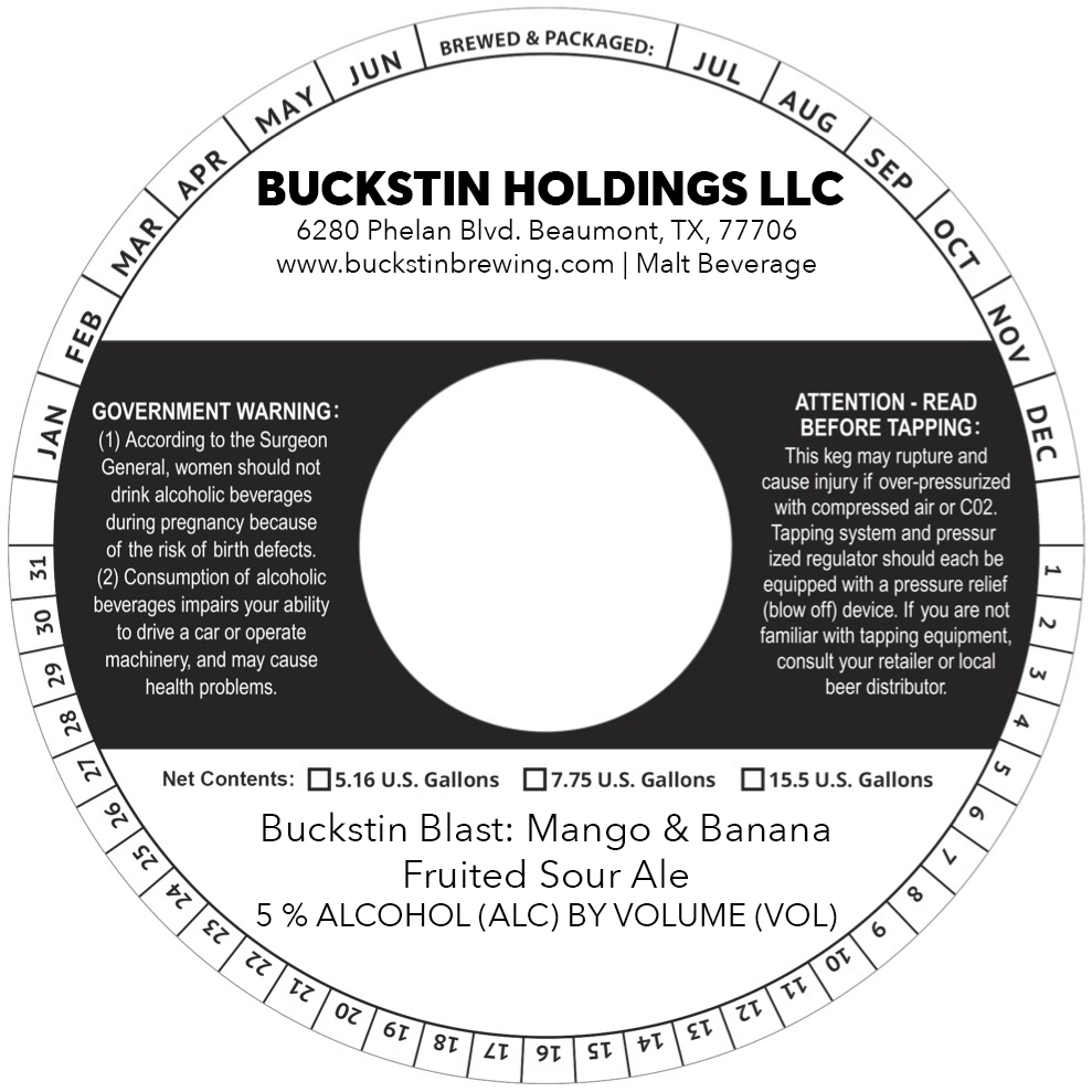 TABC label artwork for Buckstin Blast: Mango Banana