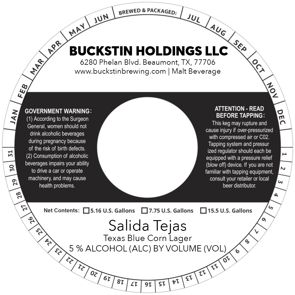 TABC label artwork for Salida Tejas