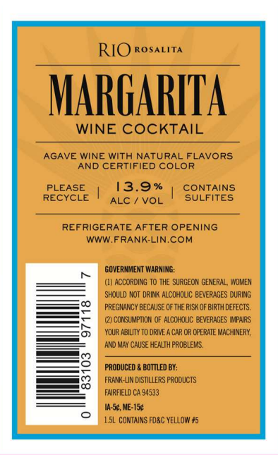 TABC label artwork for Rio Rosalita Mango Margarita