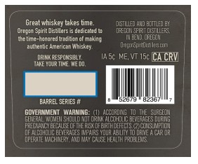 TABC label artwork for Oregon Spirit Straight American Wheat Whiskey