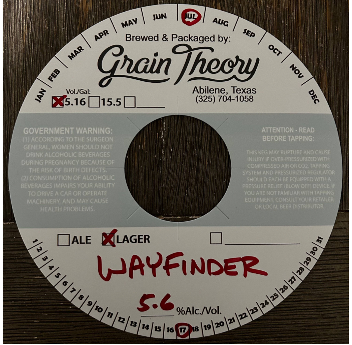 TABC label artwork for WAYFINDER