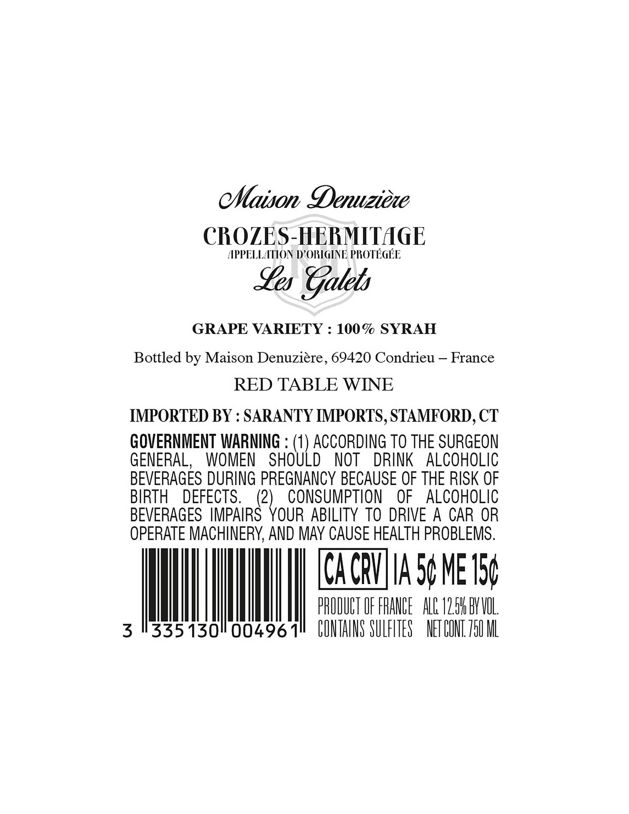 TABC label artwork for Maison Denuziere Crozes-Hermitage Les Galets
