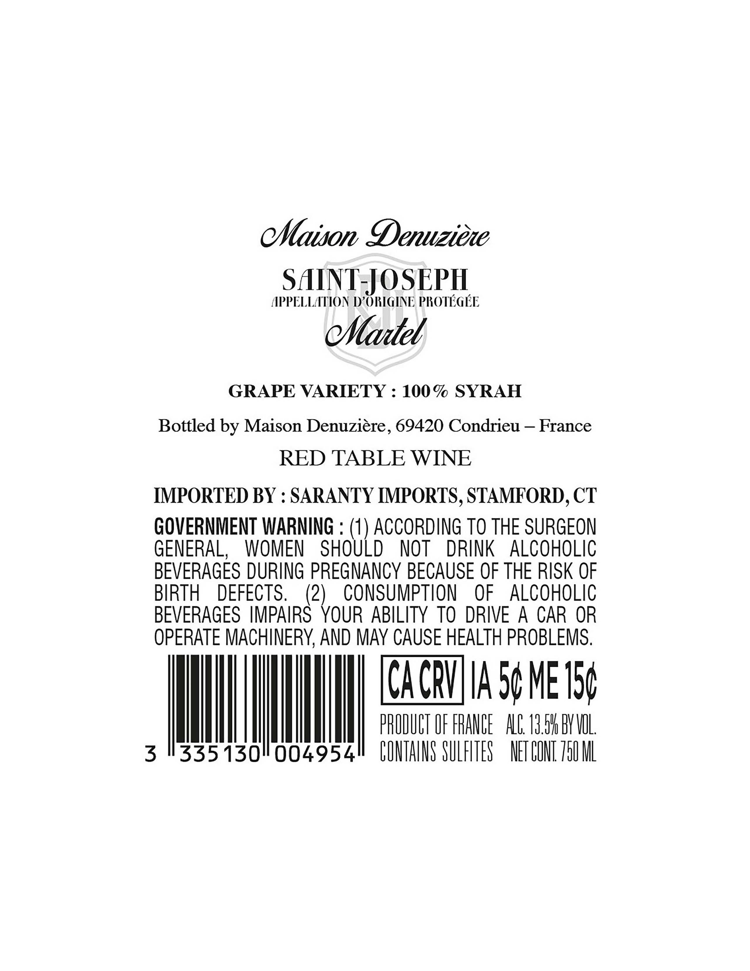 TABC label artwork for Maison Denuziere Saint Joseph Martel