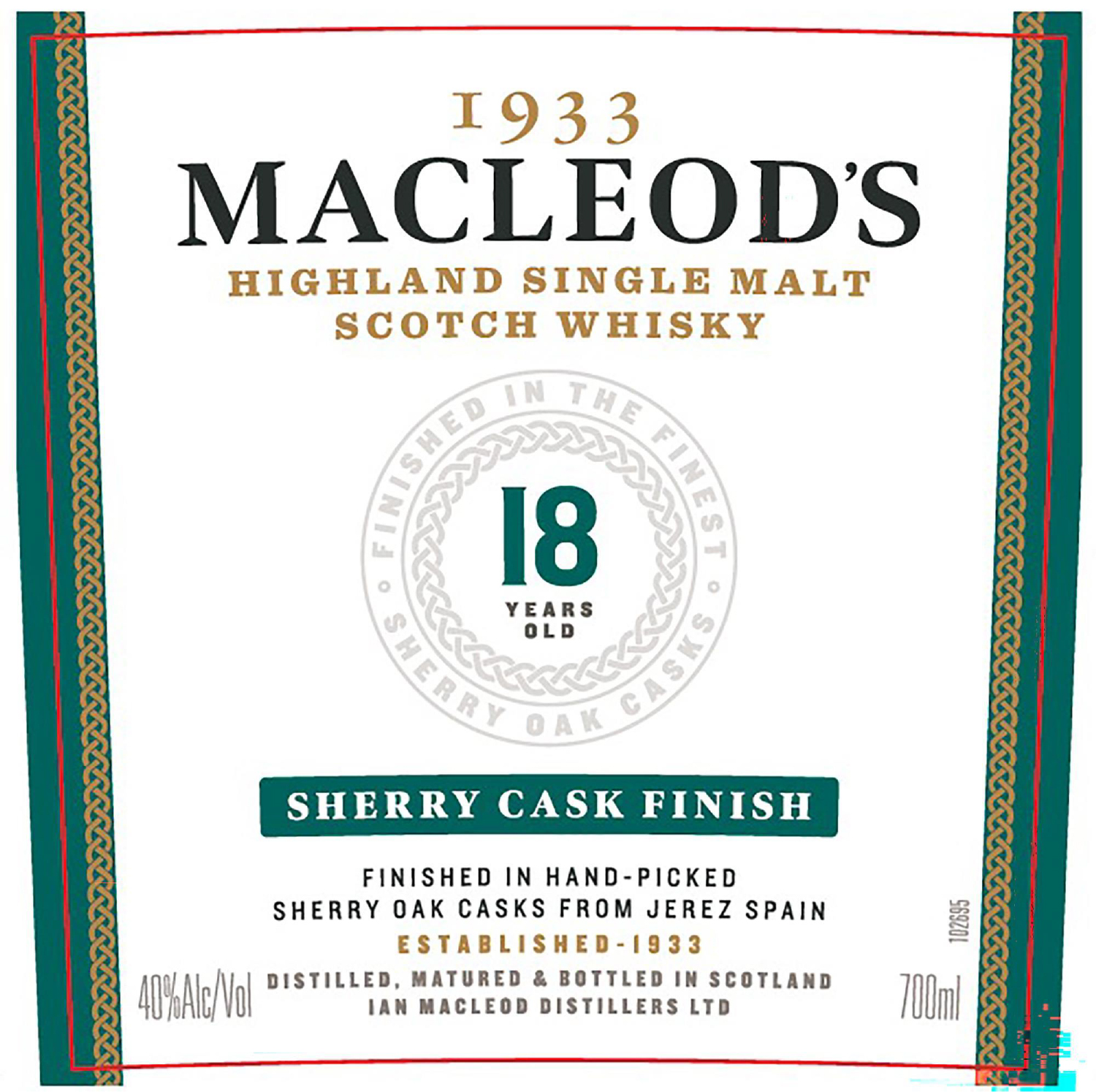 TABC label artwork for 1933 Macleod’s 18Yr Sherry Cask SM