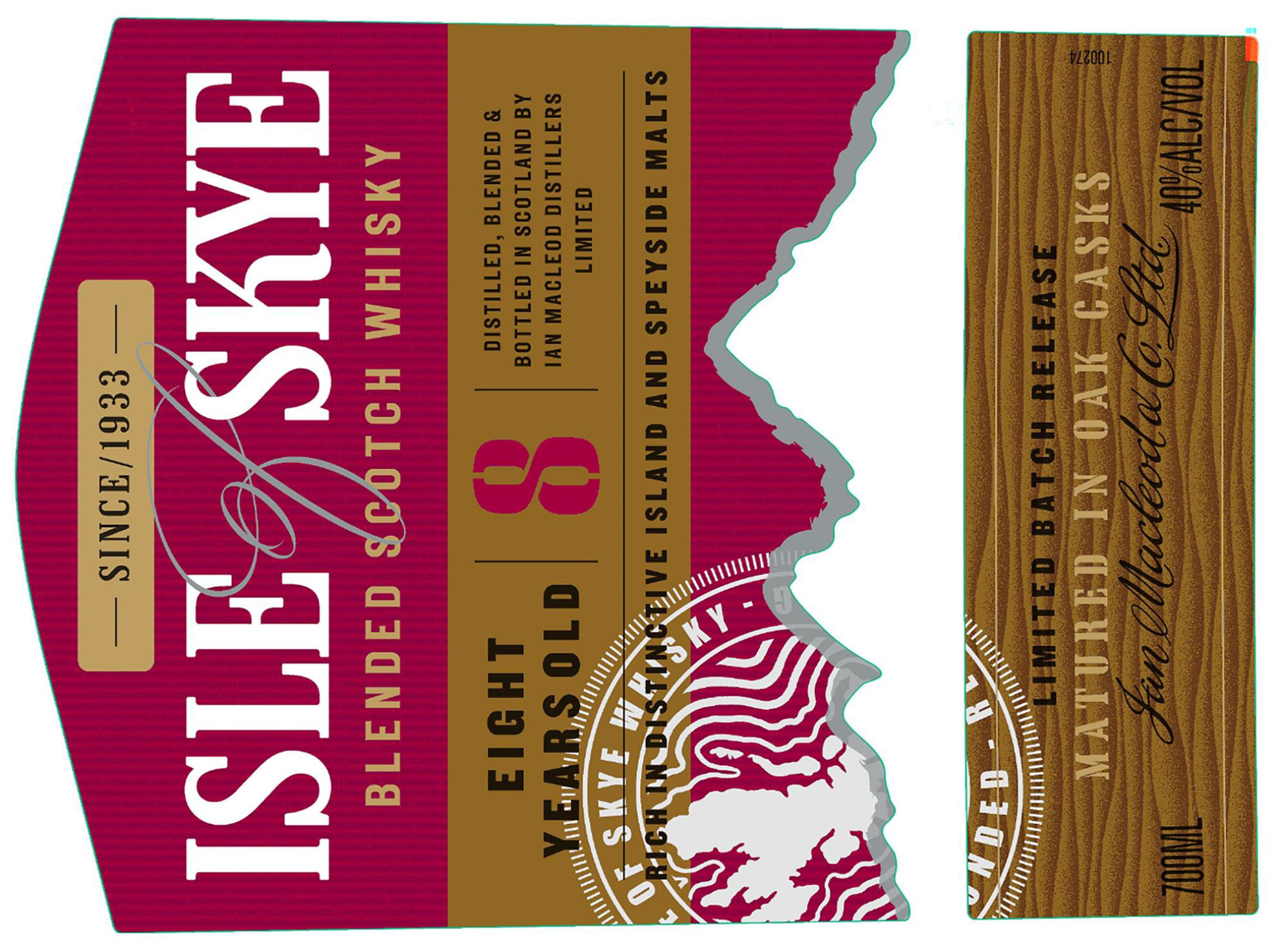 TABC label artwork for Isle of Skye 8Yr Scotch Whisky