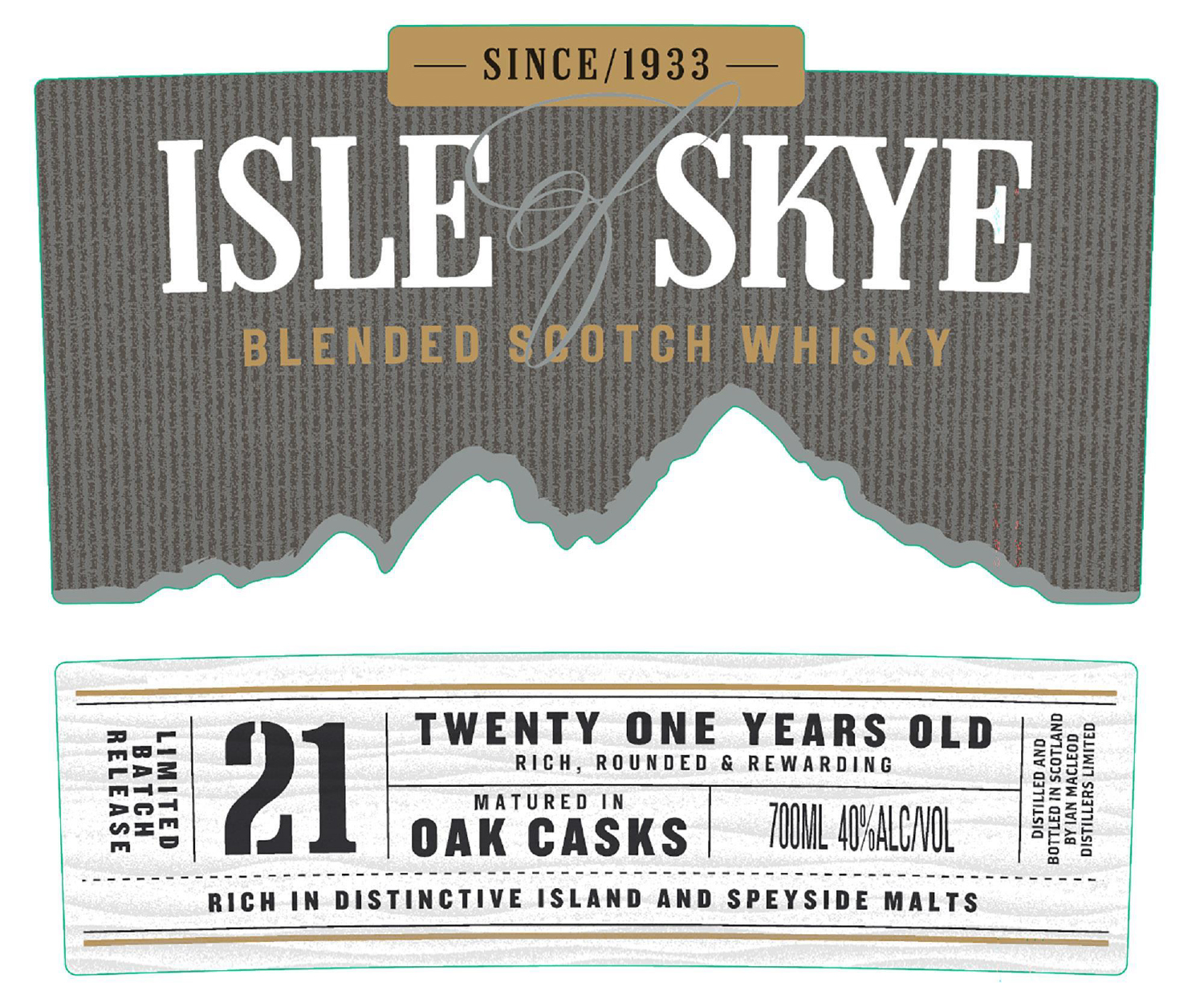 TABC label artwork for Isle of Skye 21Yr Scotch Whisky