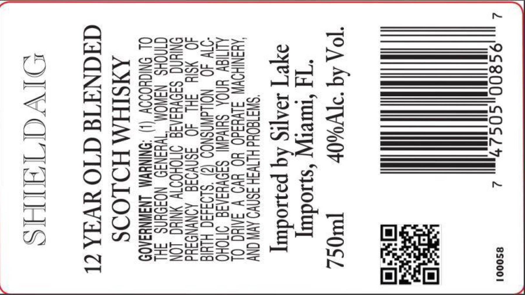 TABC label artwork for Shieldaig ’The Classic’ Blend 12Yr