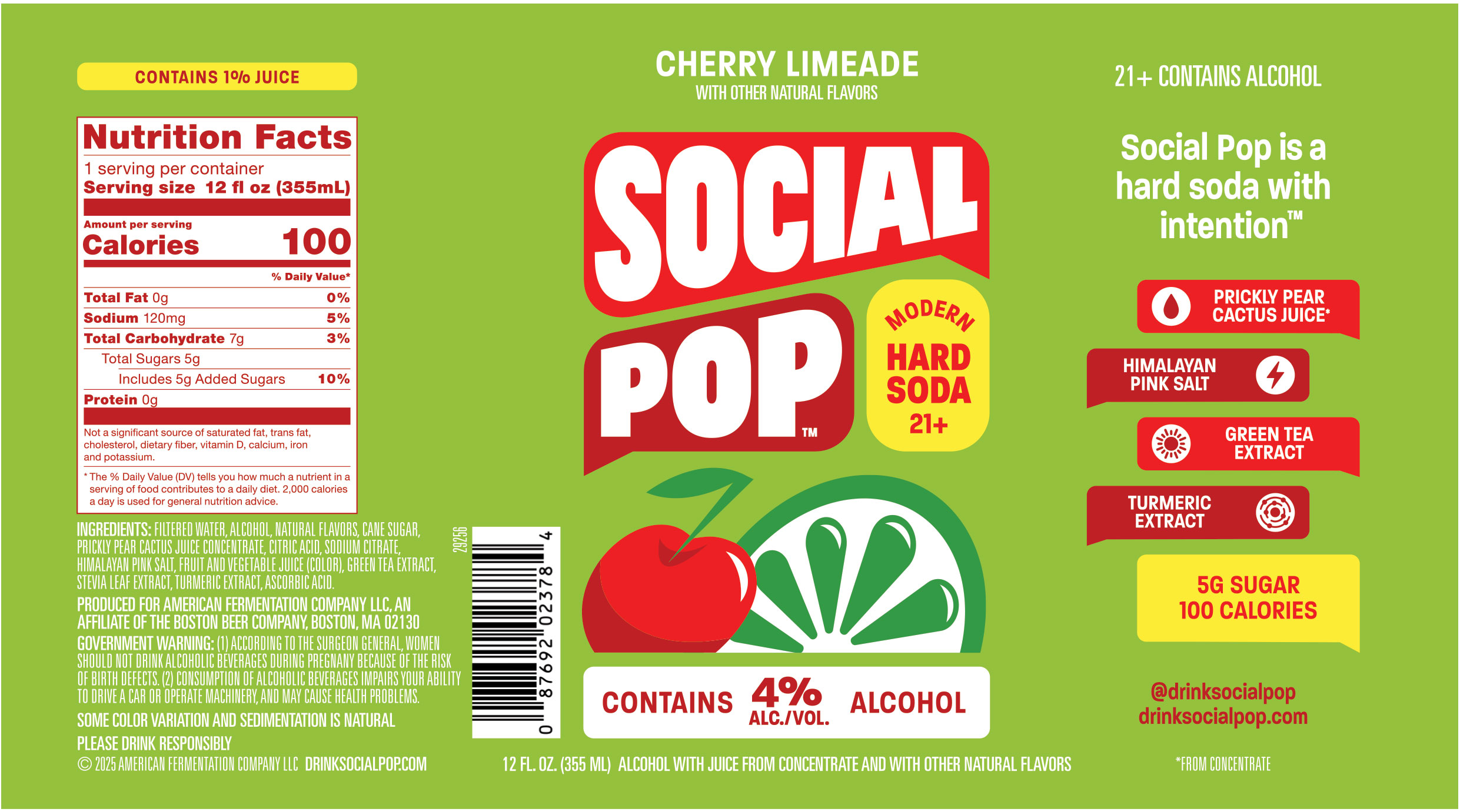 TABC label artwork for Social Pop Cherry Limeade