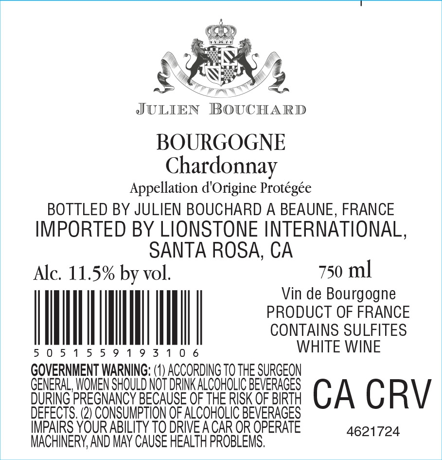 TABC label artwork for Julien Bouchard Bourgogne Chardonnay, France