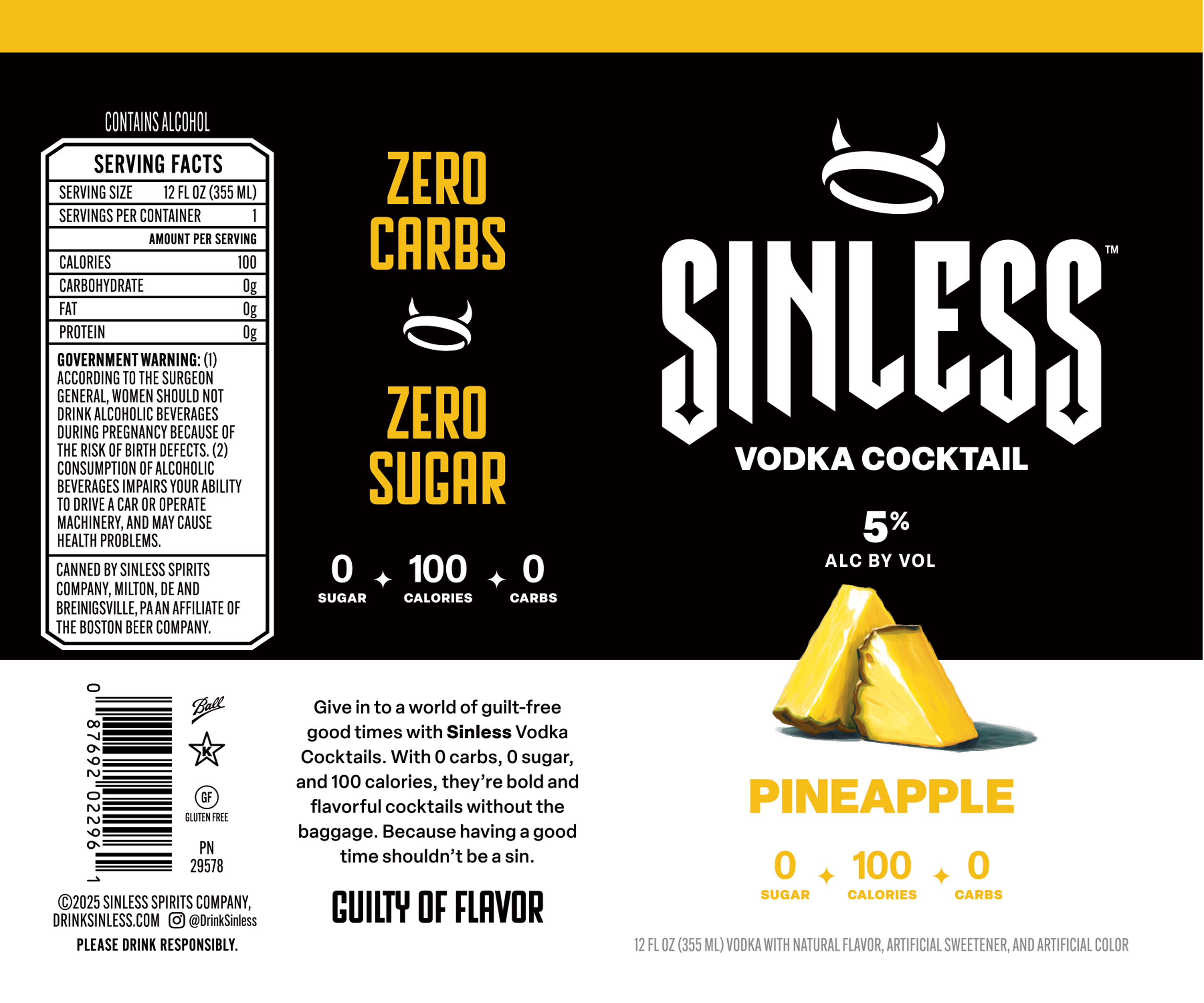TABC label artwork for Sinless Pineapple