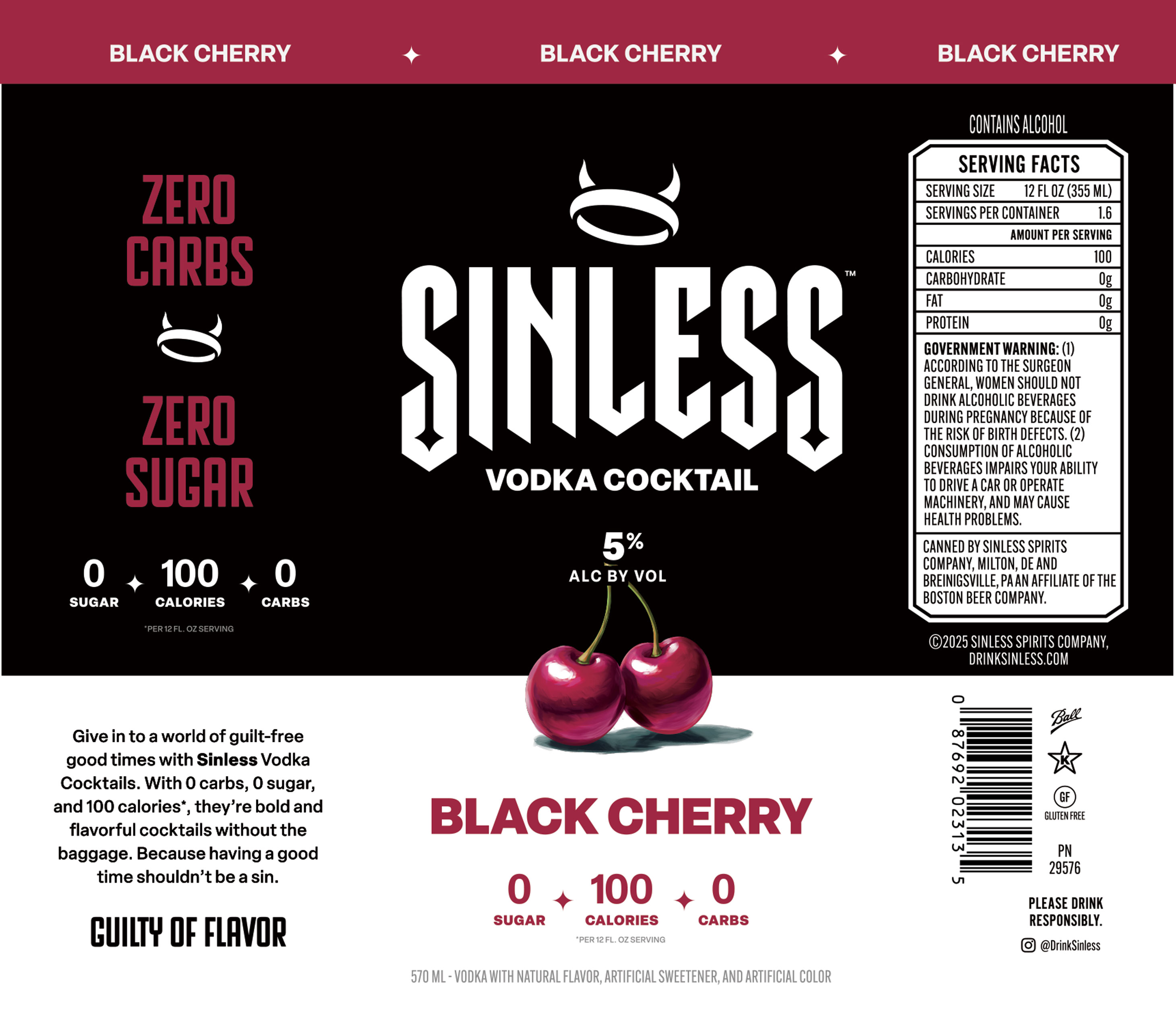 TABC label artwork for Sinless Black Cherry