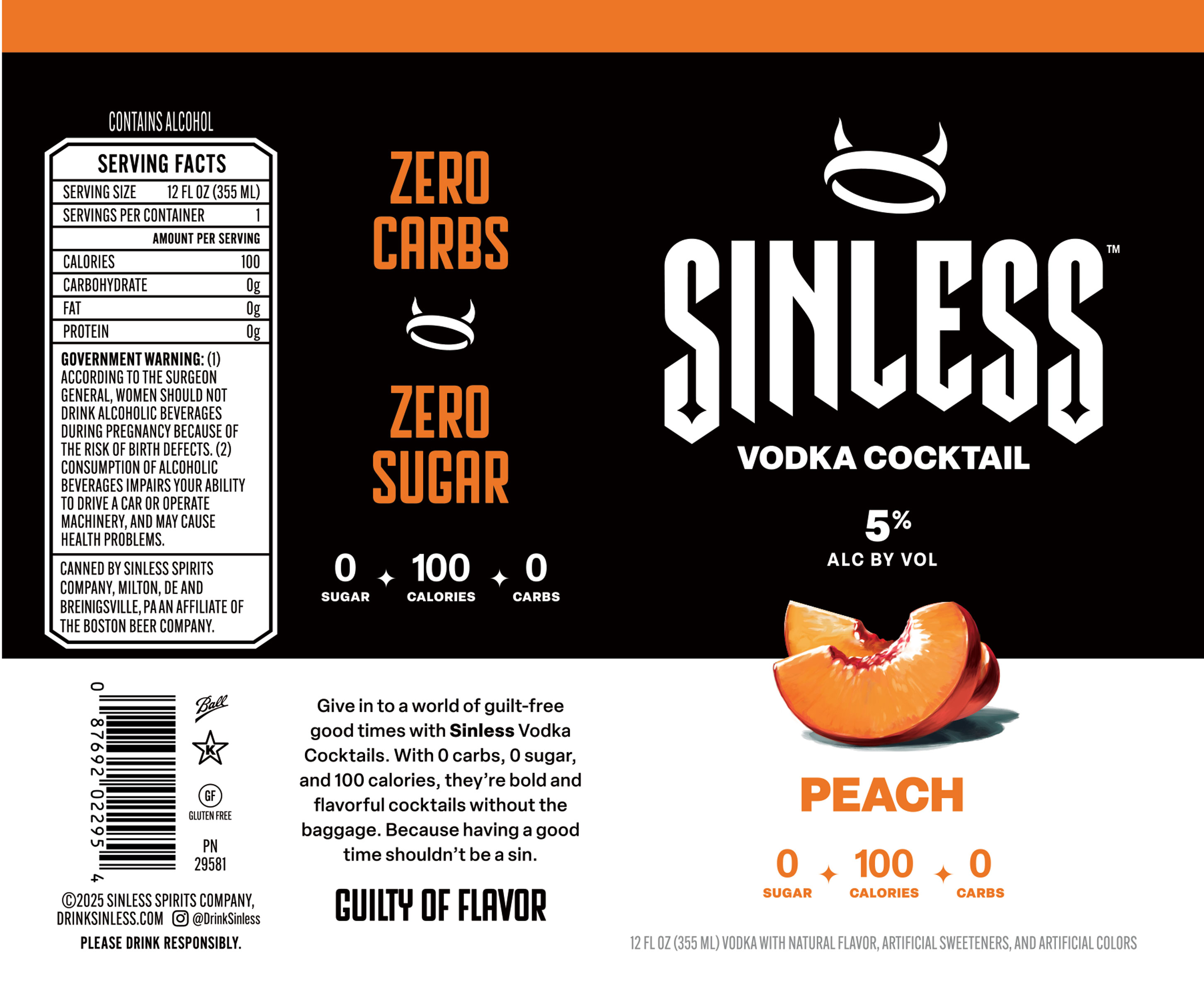 TABC label artwork for Sinless Peach
