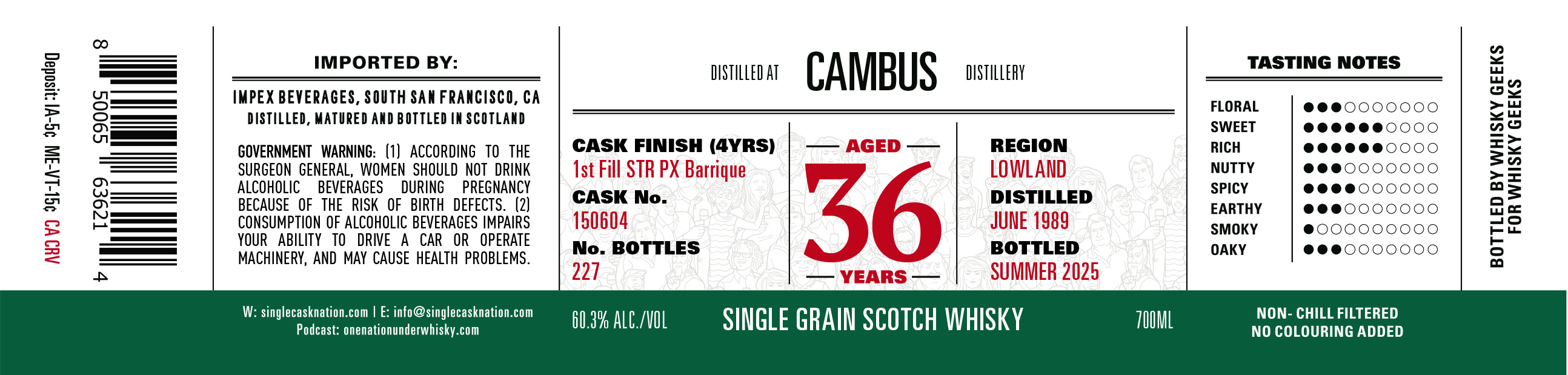 TABC label artwork for SCN Cambus 36 yr