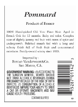 TABC label artwork for DESERTAUX FERRAND POMMARD