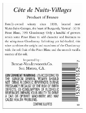 TABC label artwork for DESERTAUX FERRAND COTE DE NUITS-VILLAGES