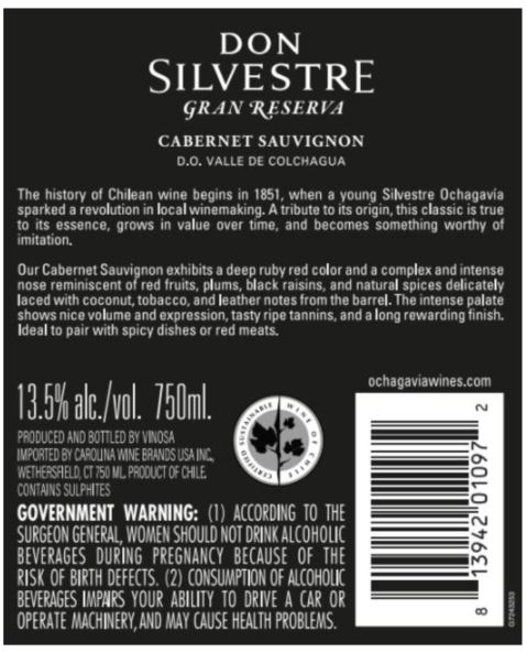 TABC label artwork for DON SILVESTRE