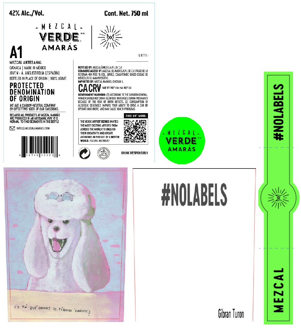 TABC label artwork for Verde Amaras Mezcal (Gibran Turon Label)