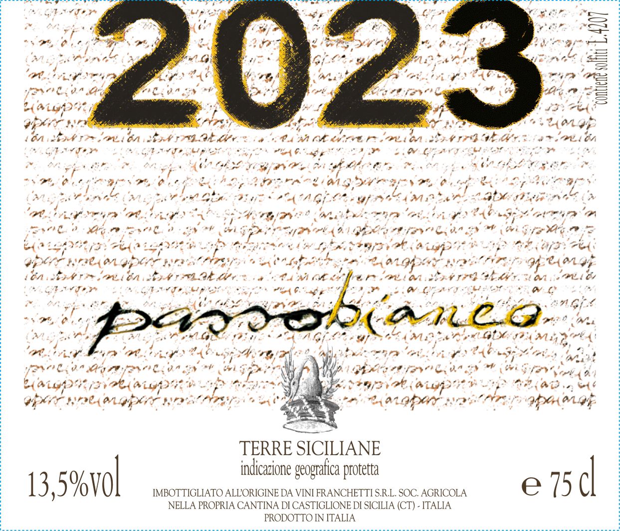 TABC label artwork for Passopisciaro Passobianco