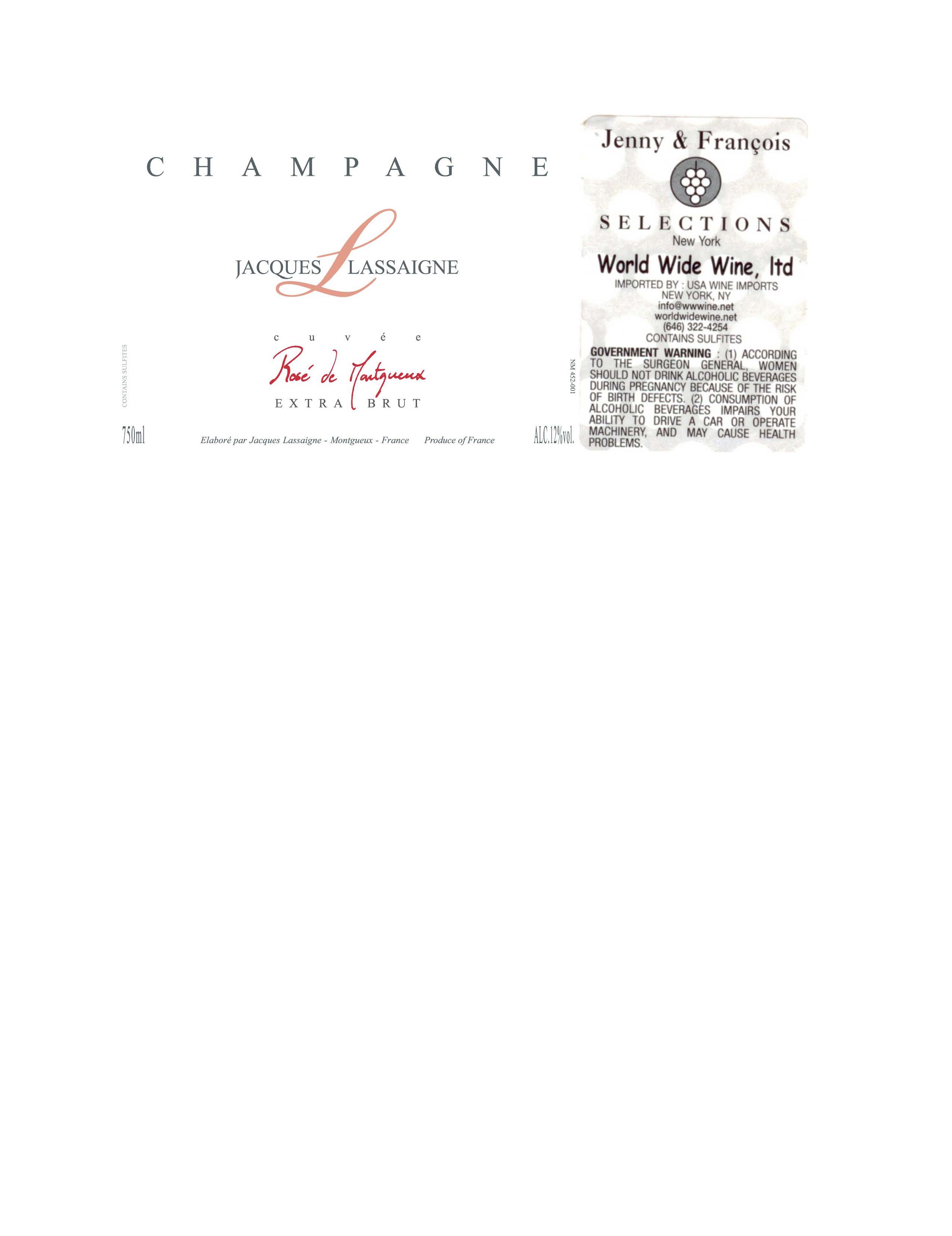 TABC label artwork for Jacques Lassaigne, Cuvee Rose De Montgueux