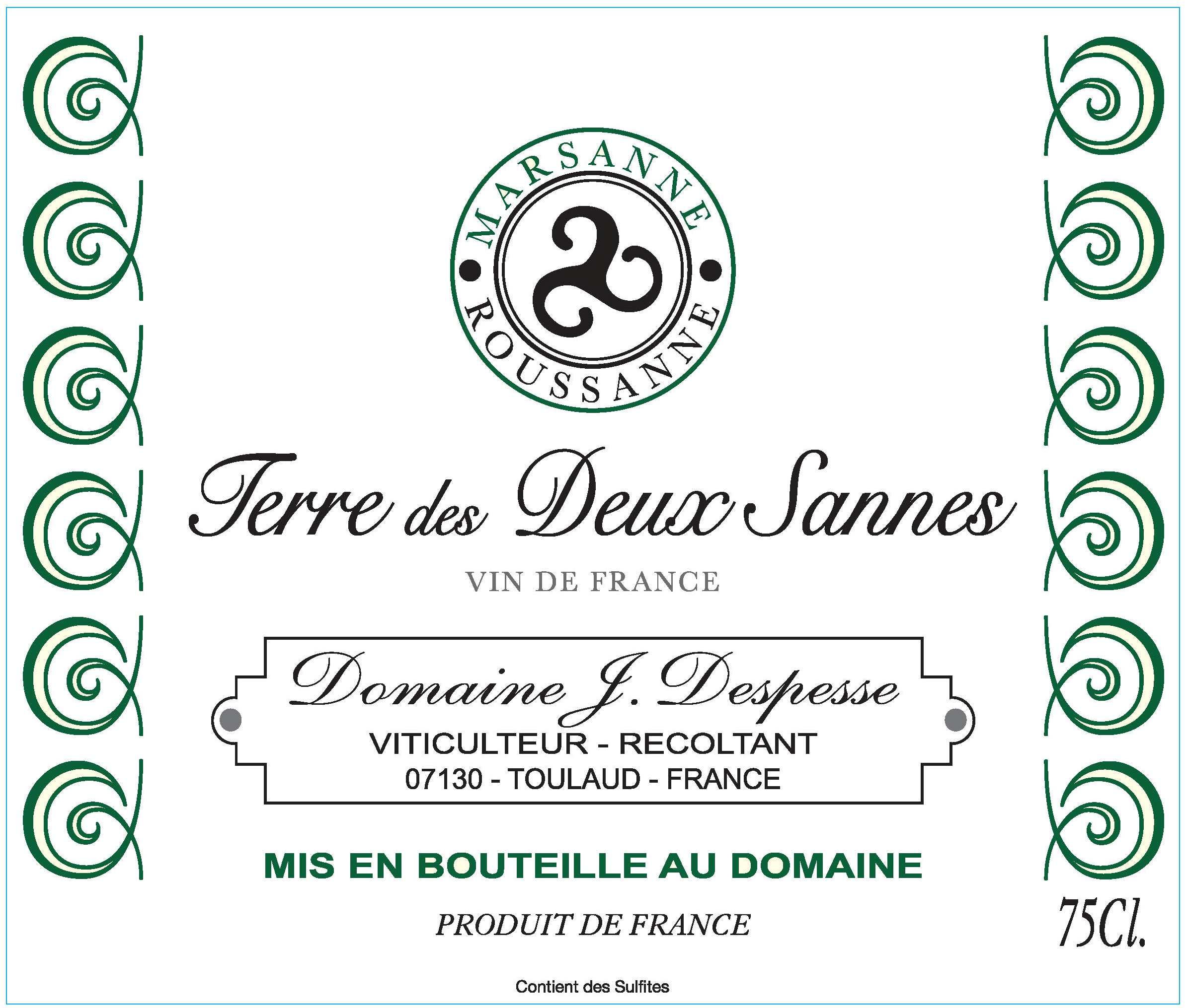 TABC label artwork for Domaine J. Despesse, Vin de France Terres des Deux Sannes