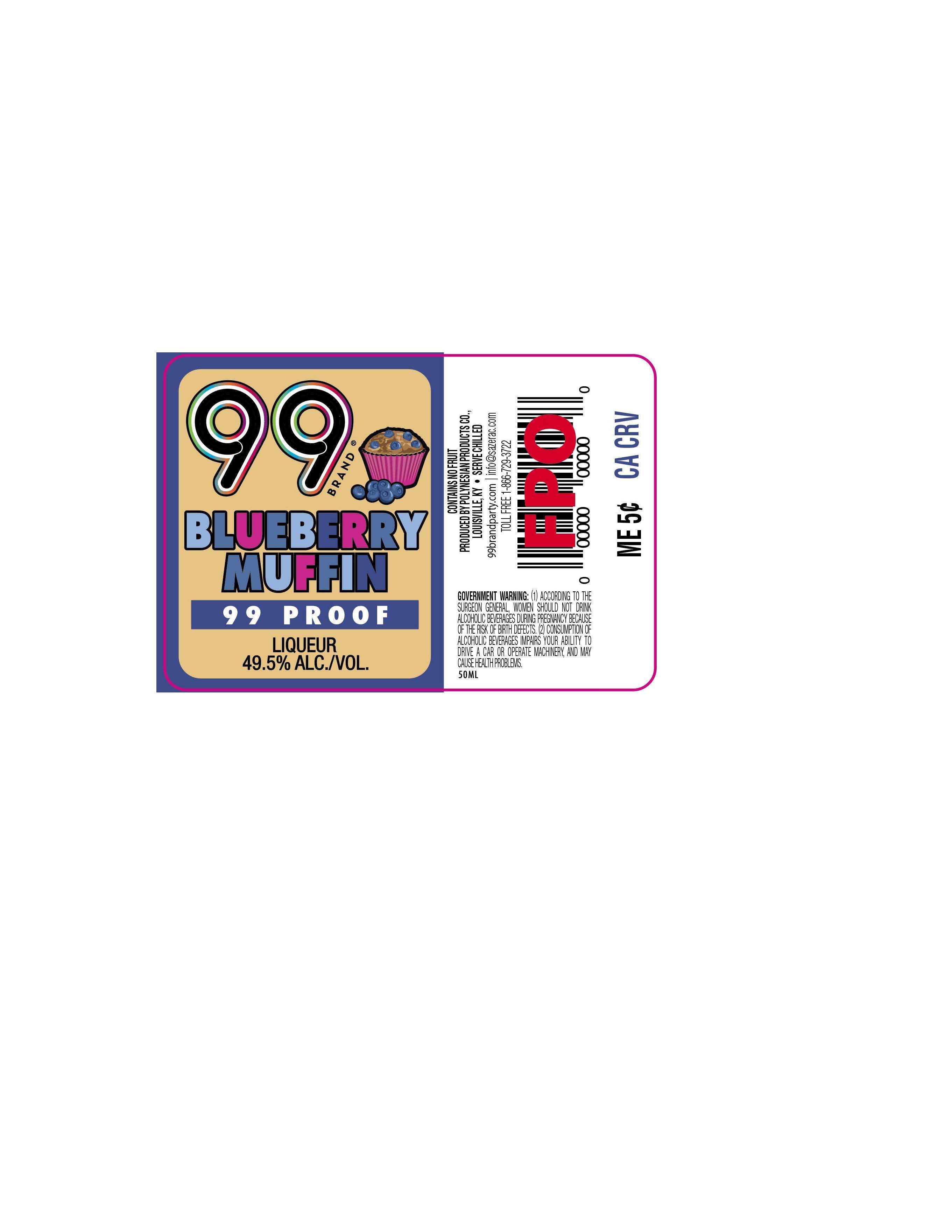 TABC label artwork for 99 Brand Blueberry Muffin Liqueur