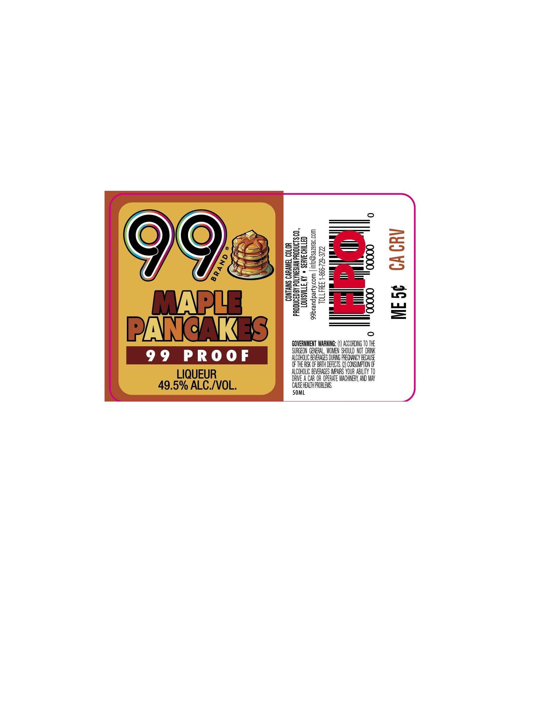 TABC label artwork for 99 Brand Maple Pancakes Liqueur