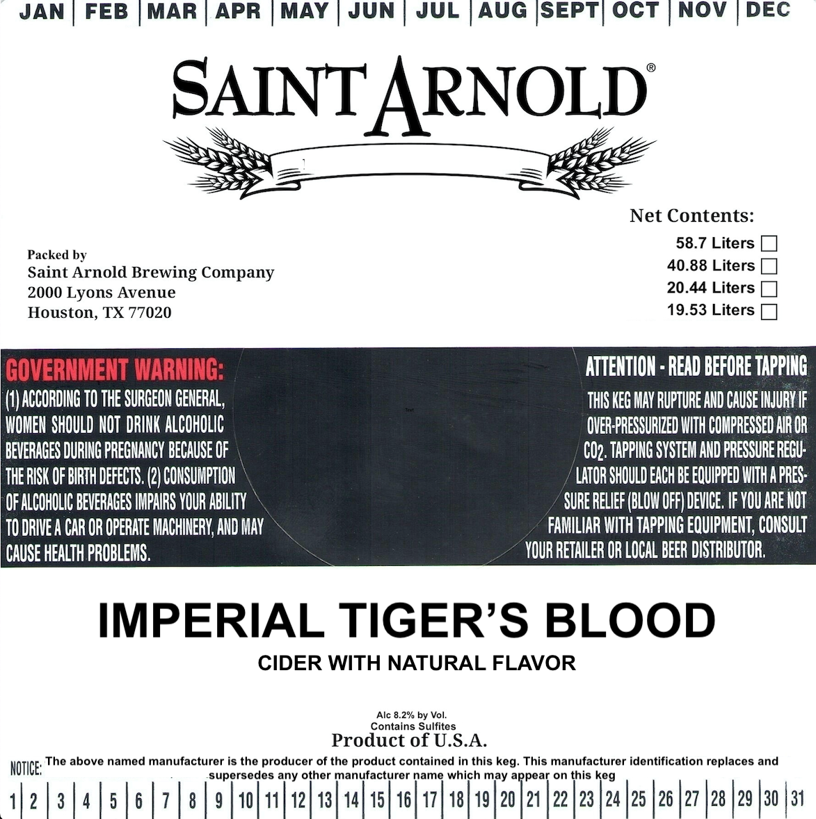 TABC label artwork for Imperial Tiger's Blood
