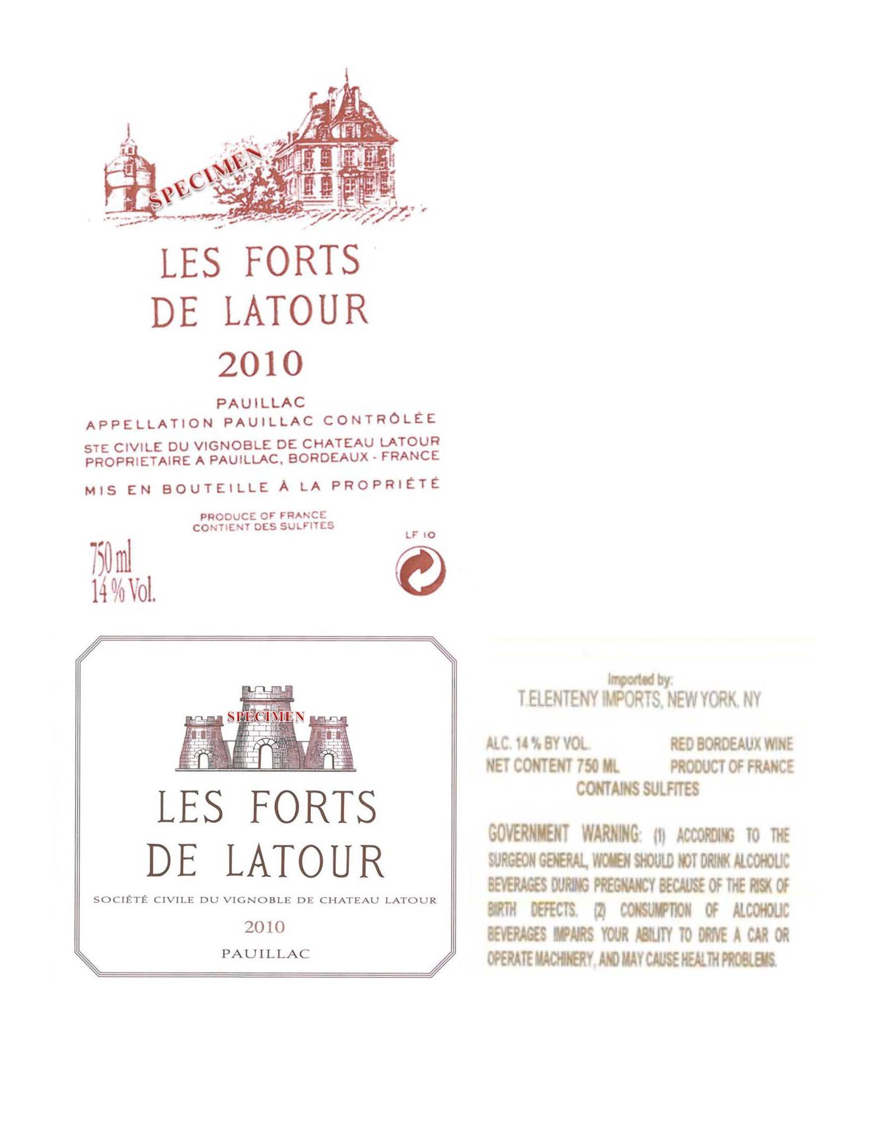 TABC label artwork for Les Forts de Latour Red Bordeaux