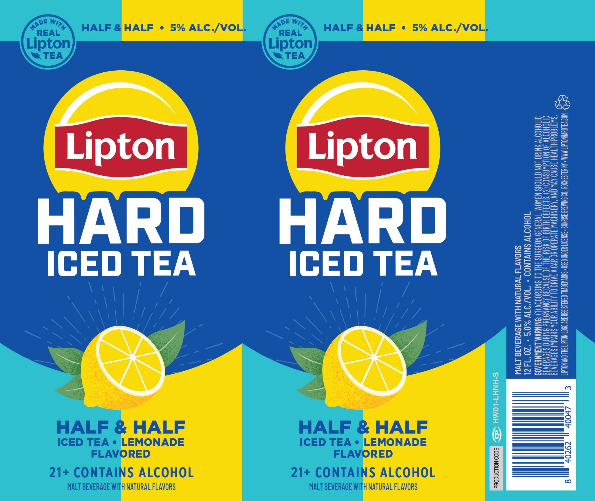 TABC label artwork for Lipton Hard Iced Tea Half & Half 12 oz Slim Can