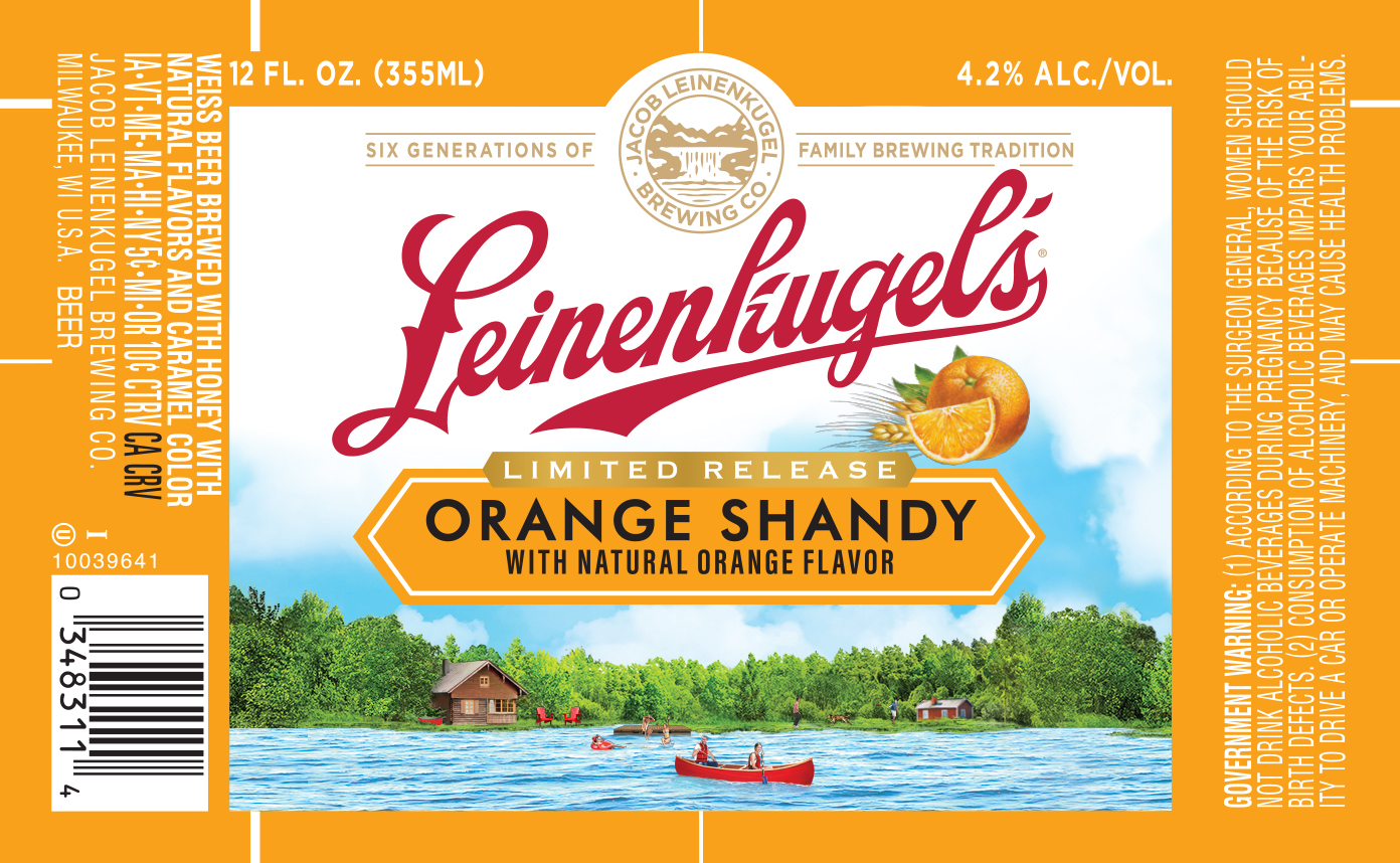 TABC label artwork for Leinenkugel's Orange Shandy (12oz btl)