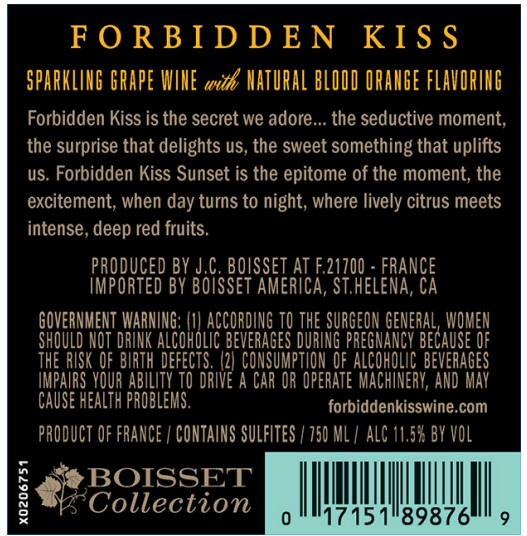 TABC label artwork for Forbidden Kiss Blood Orange