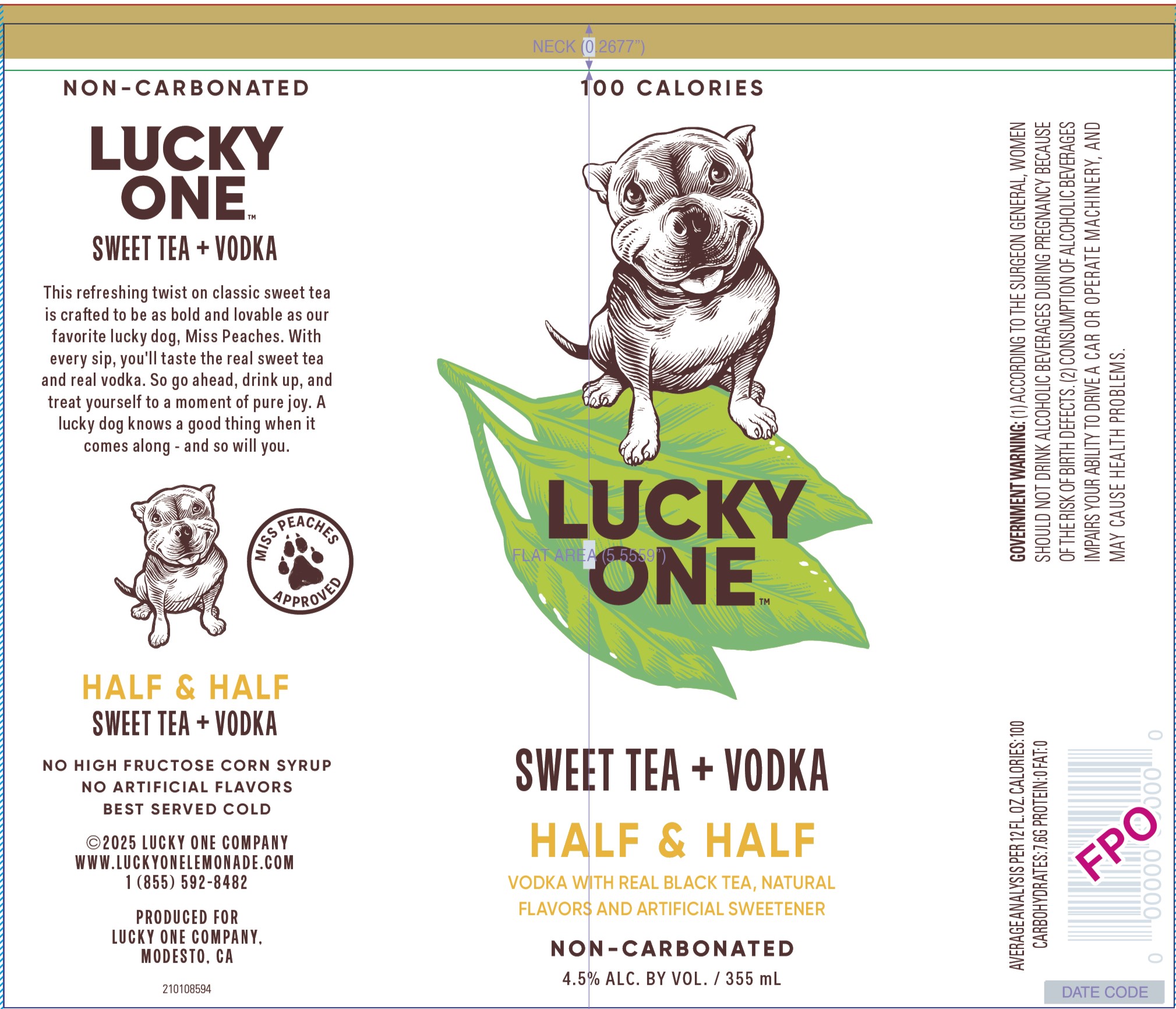 TABC label artwork for Lucky One Sweet Tea + Vodka Half & Half