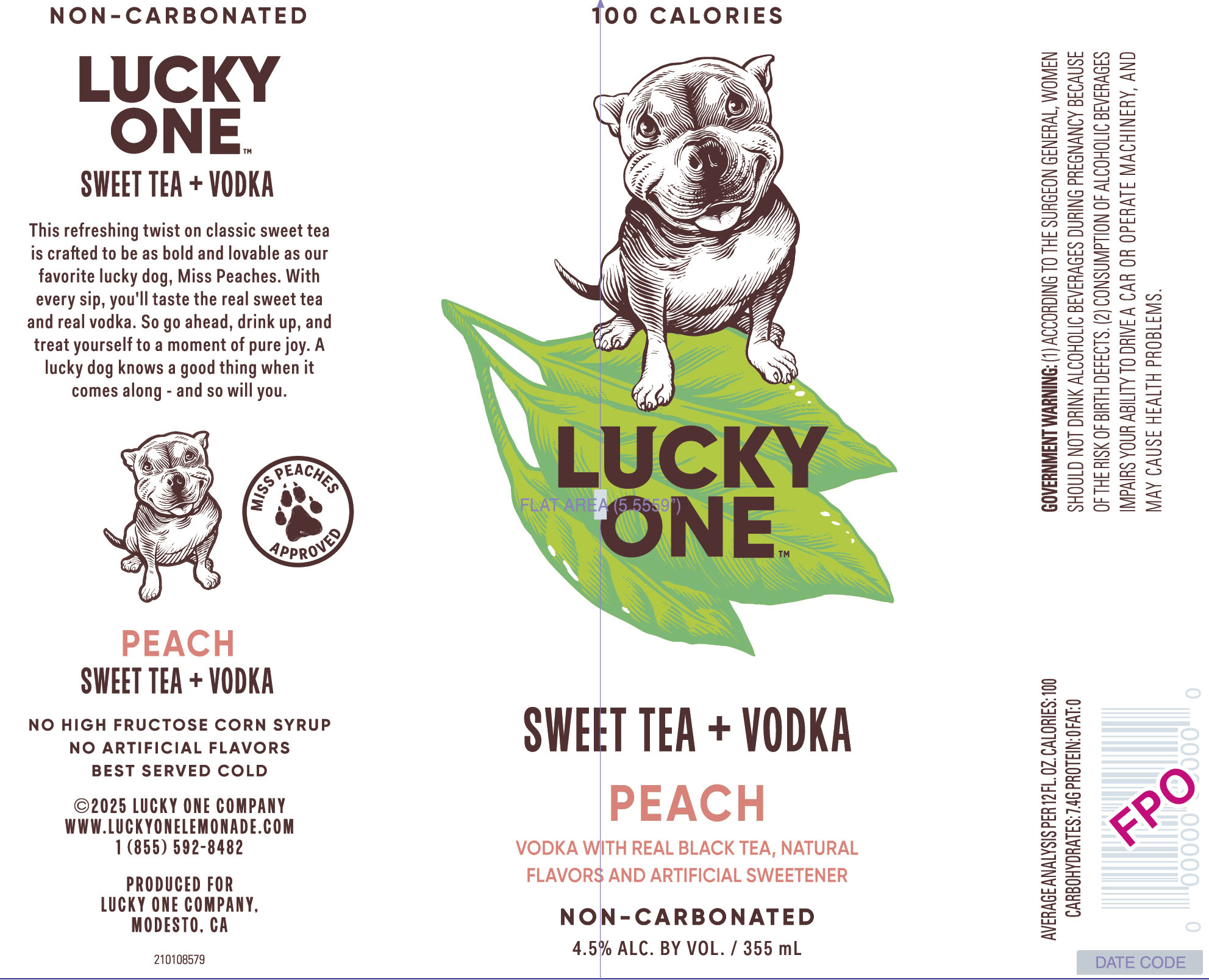 TABC label artwork for Lucky One Sweet Tea + Vodka Peach