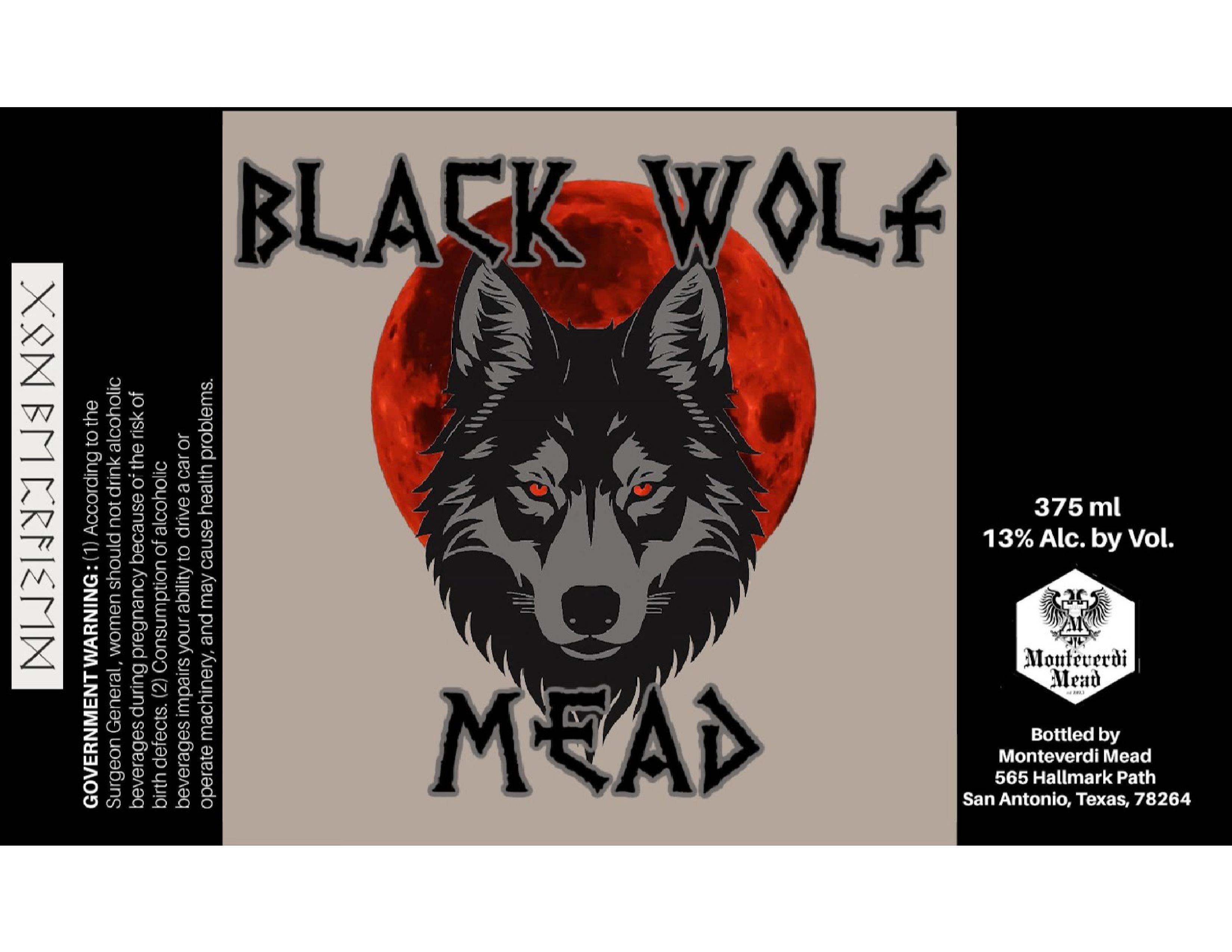TABC label artwork for Black Wolf Mead Honey