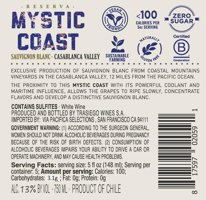 TABC label artwork for MYSTIC COAST MYSTIC COAST RESERVA