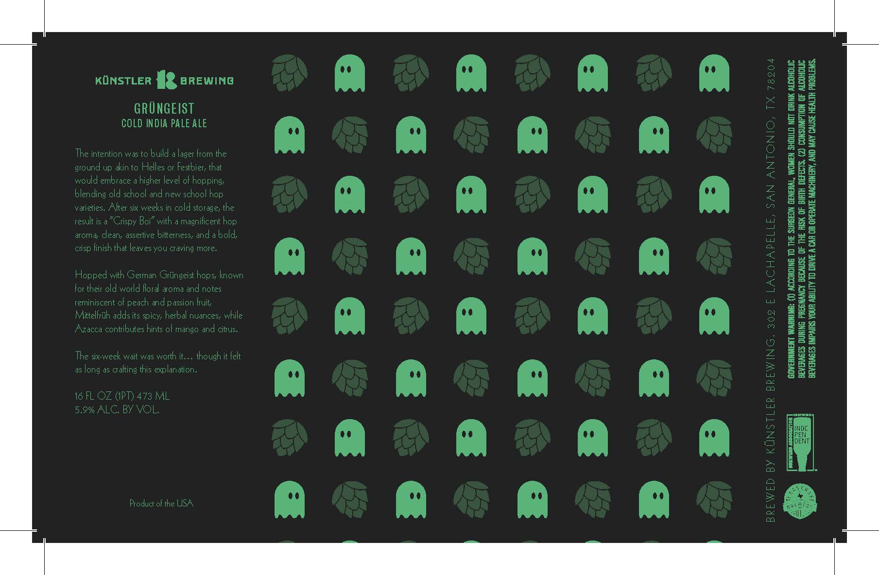 TABC label artwork for Grüngeist