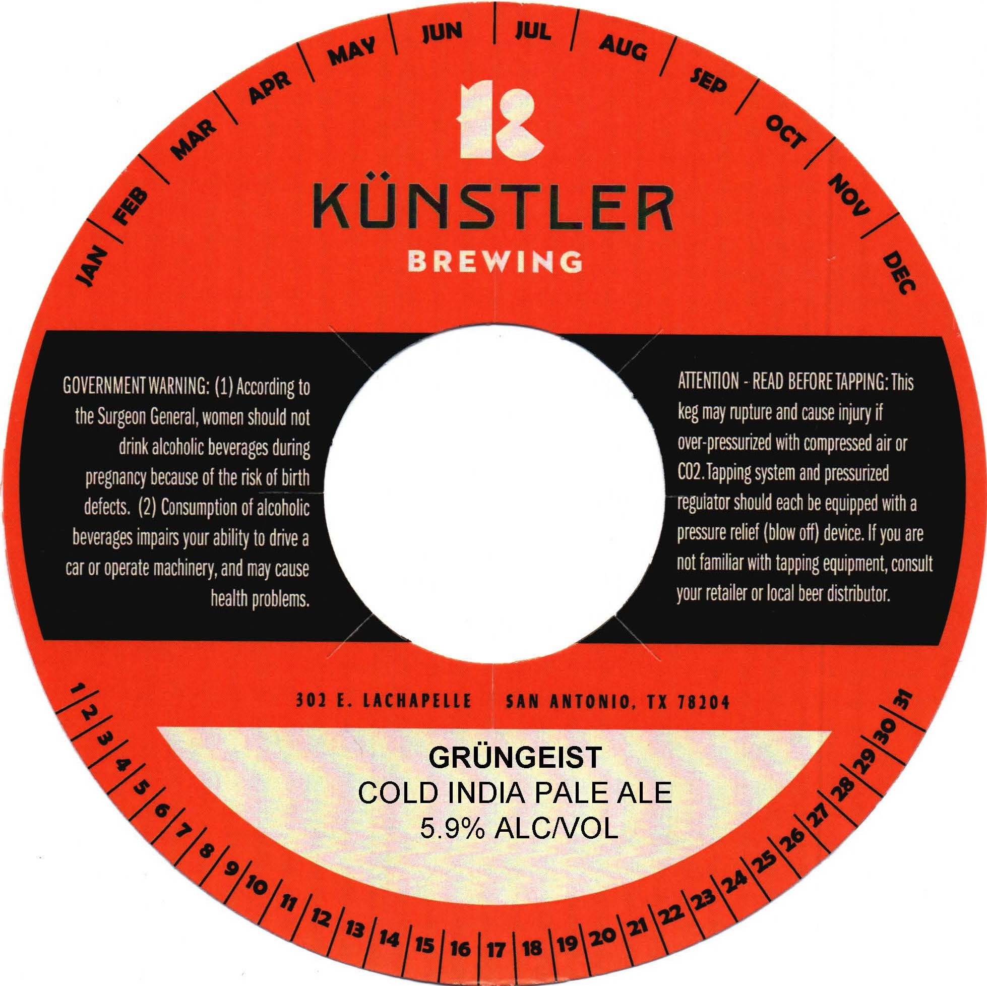 TABC label artwork for Grüngeist